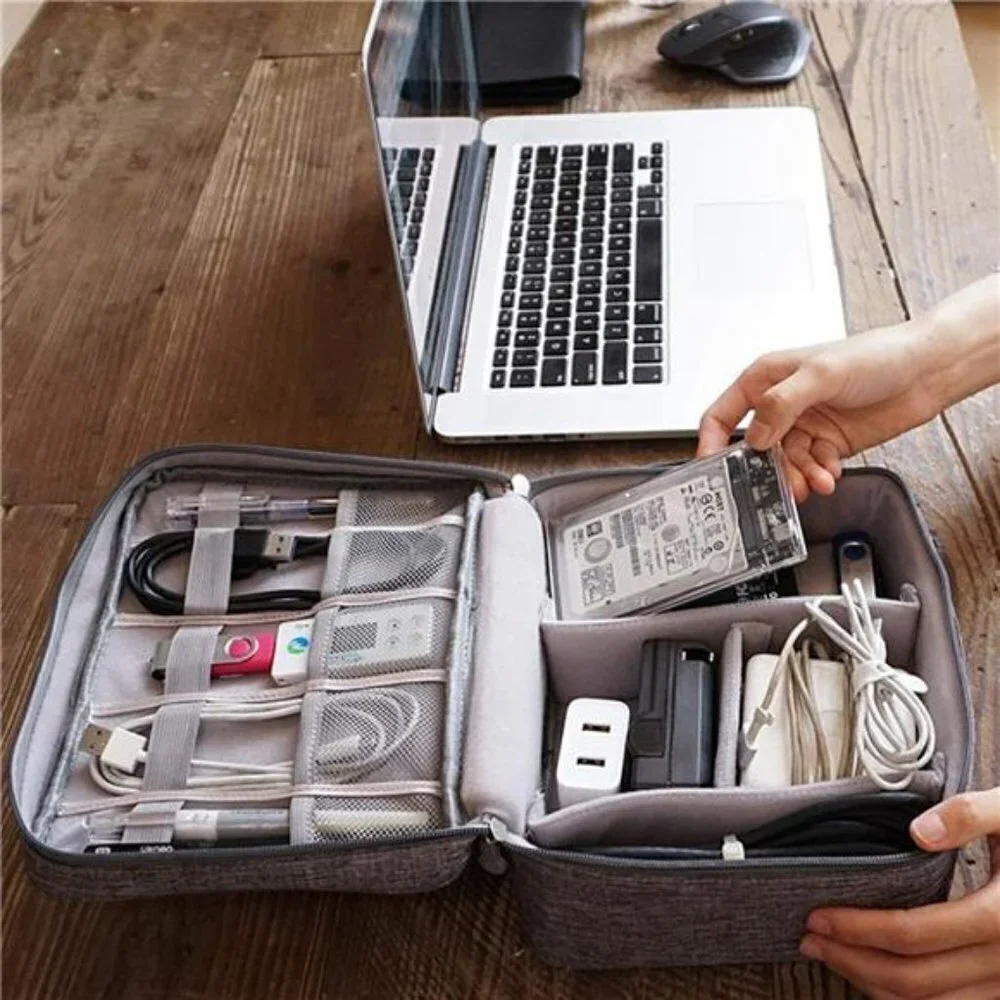 Two-Layer Multipurpose Wateproot Electronics Accessories Bag Travel Organizer